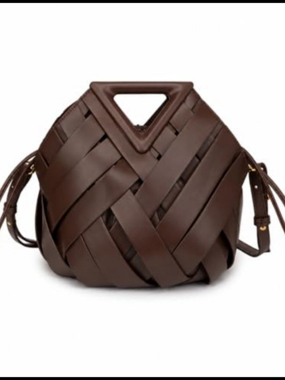 Woven Vegan Leather Bucket Bag Crossbody Shoulder Purse